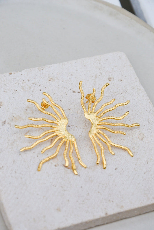 Boucles d'Oreilles Princesse de la Méditerranée – La splendeur du soleil et de la mer

Les Boucles d'Oreilles Princesse de la Méditerranée capturent l'essence radieuse du soleil méditerranéen, avec un design unique en forme de rayons évoquant les branches délicates du corail marin. Inspirées par la beauté et la richesse des cultures méditerranéennes, ces boucles d'oreilles incarnent élégance et exotisme, parfaites pour illuminer vos looks.