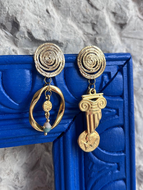 Astrea – Boucles d’Oreilles Spirales Asymétriques &amp; Pièces Antiques

La grâce en mouvement, le mythe au creux de l’oreille.

Inspirées d’Astrea, la déesse étoilée de la justice et de la pureté céleste, ces boucles d’oreilles racontent une histoire ancienne – celle des constellations, de l’équilibre perdu, et de la beauté imparfaite.

Design &amp; symbolique
